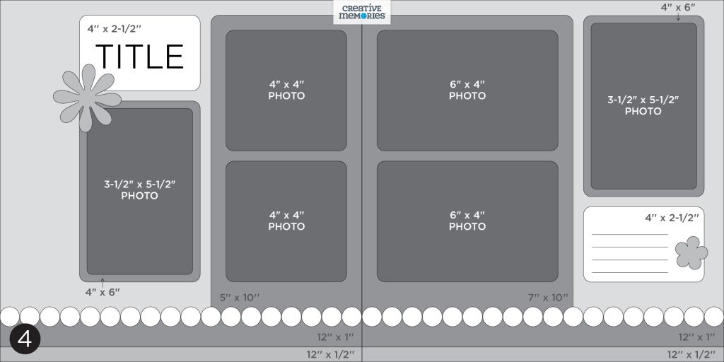 Two-page gray tonal scrapbooking sketch.
