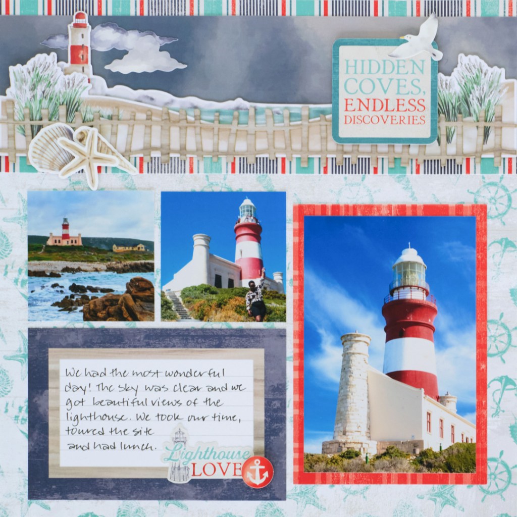 Nautical-themed scrapbook layout.