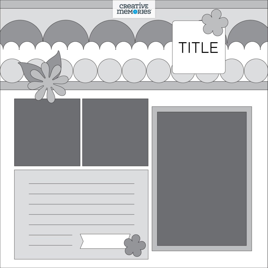 One-page gray tonal scrapbook sketch.