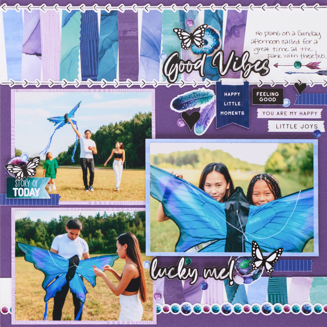 Alcohol ink scrapbook layout for everyday moments.