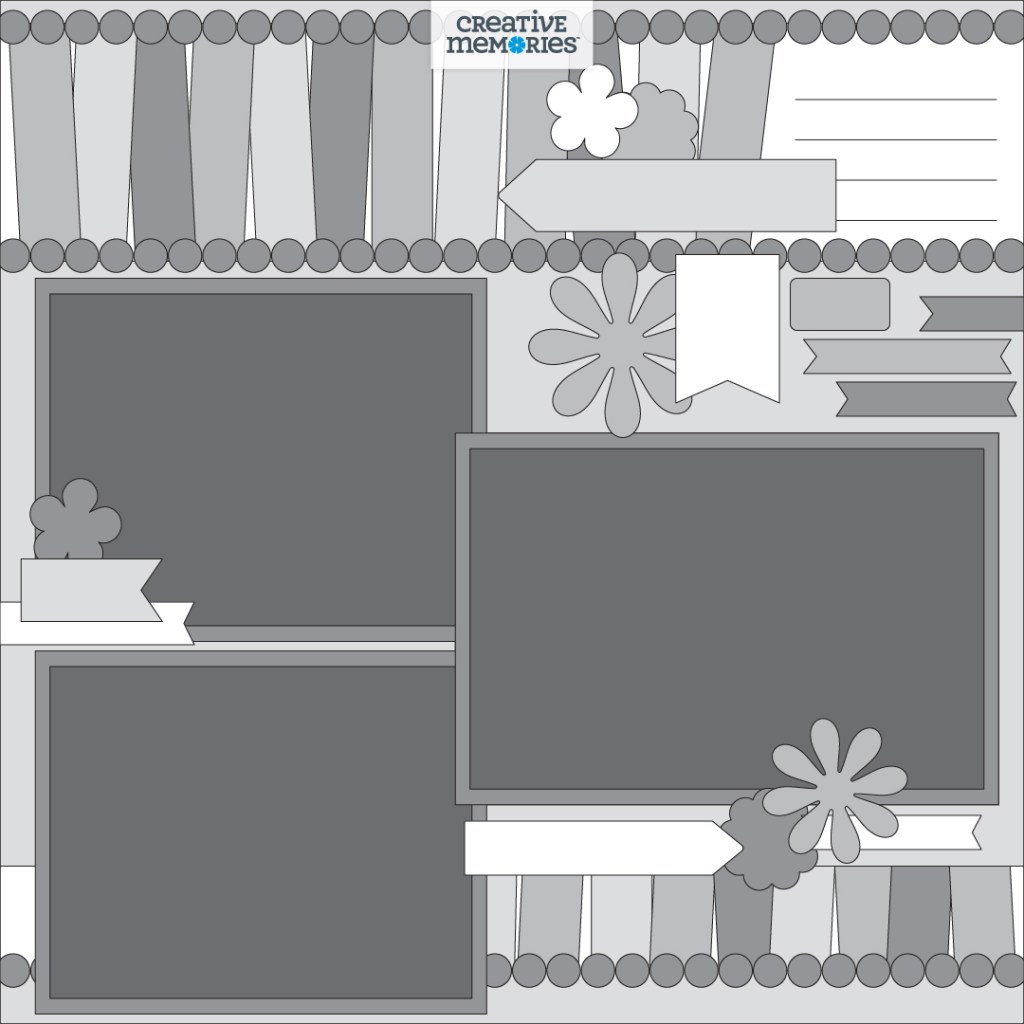 One-page gray tonal scrapbook sketch.