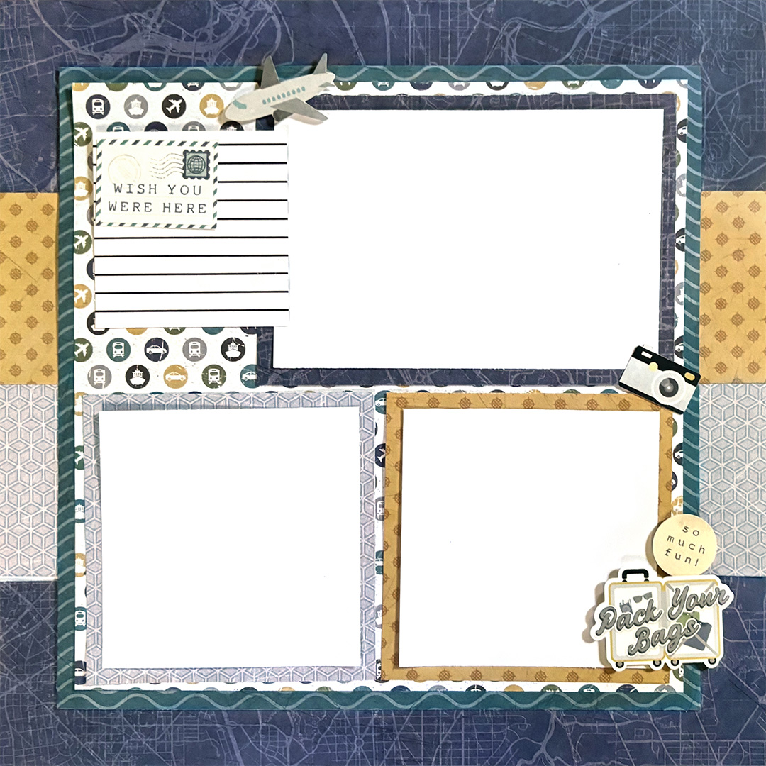 Travel scrapbook layout.