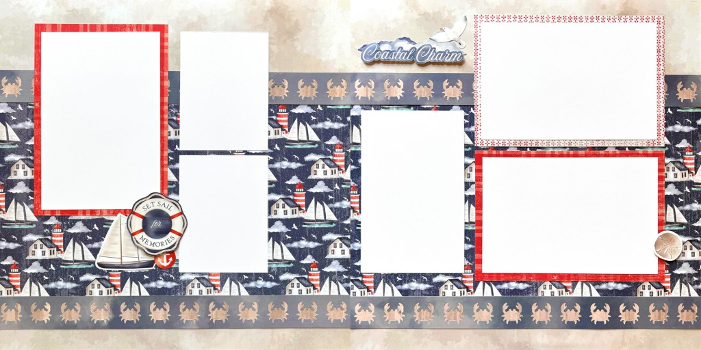 Coastal scrapbook layout.