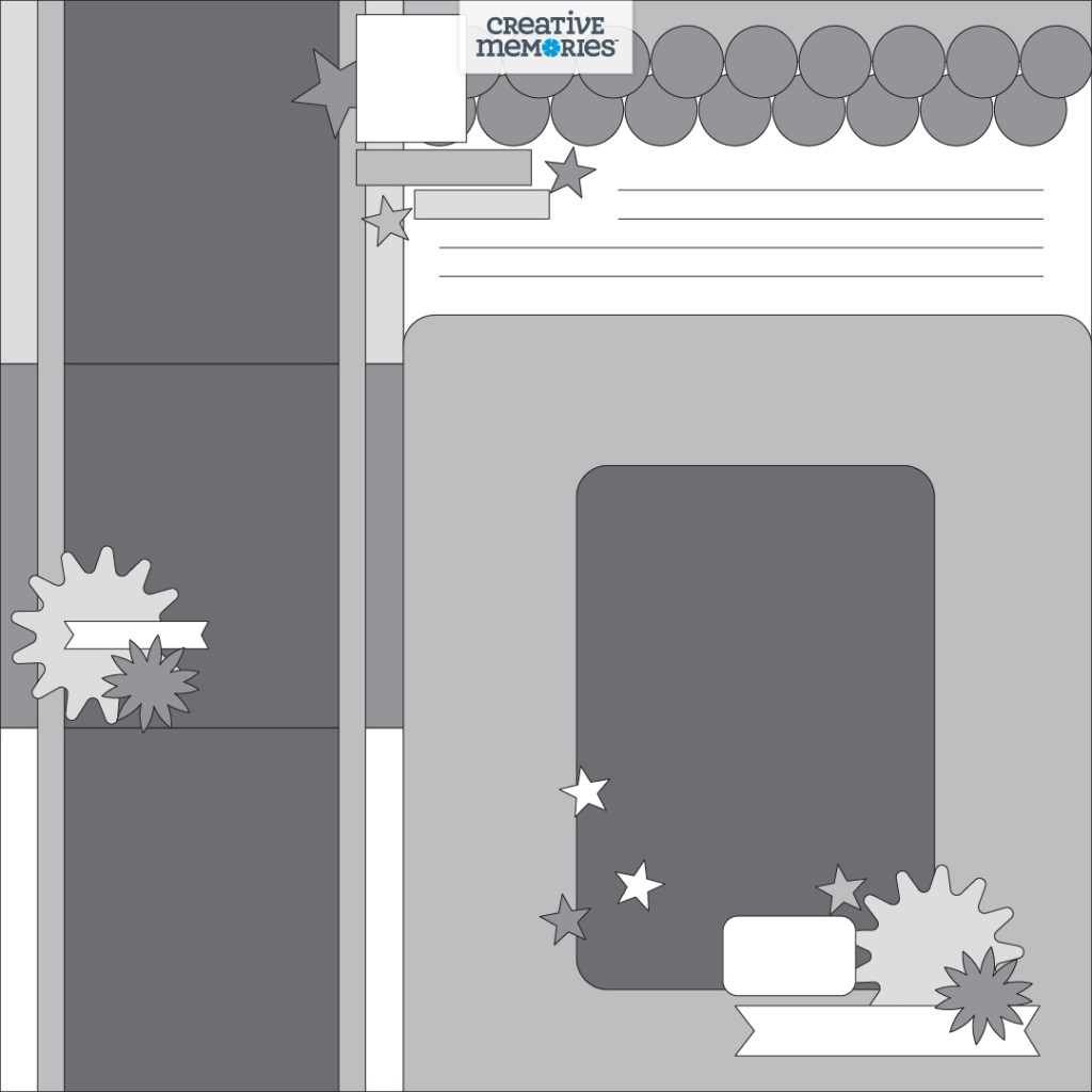 One page gray tonal scrapbooking sketch.