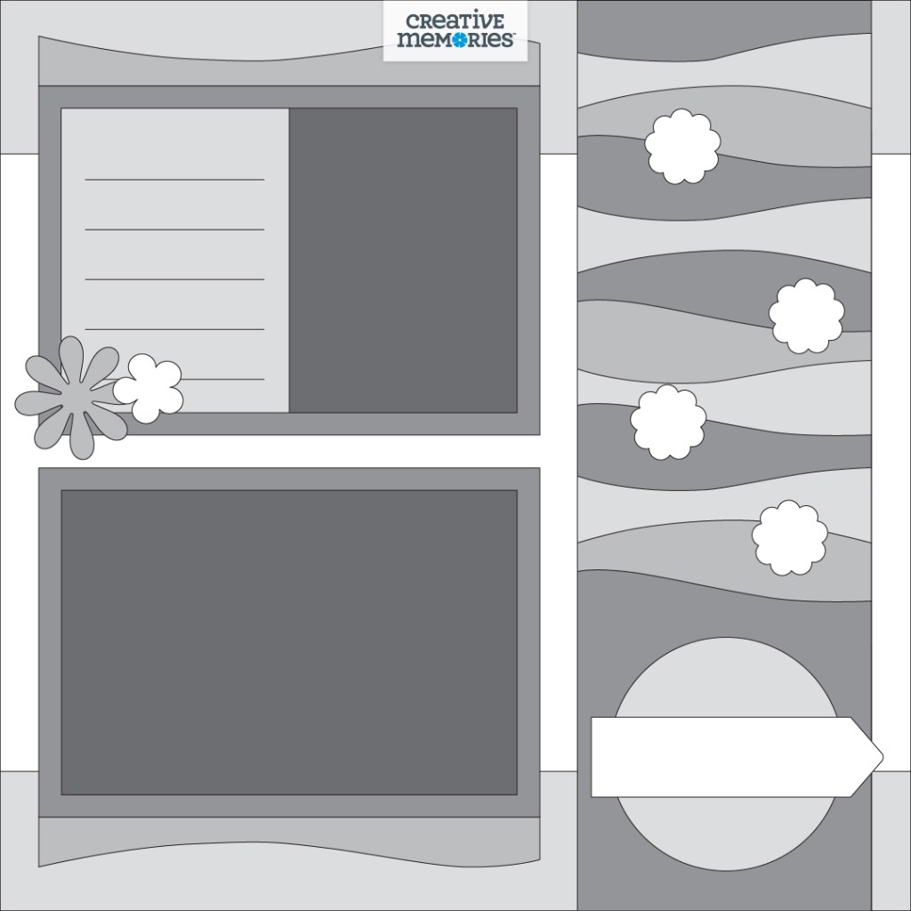 One page gray tonal scrapbooking sketch.