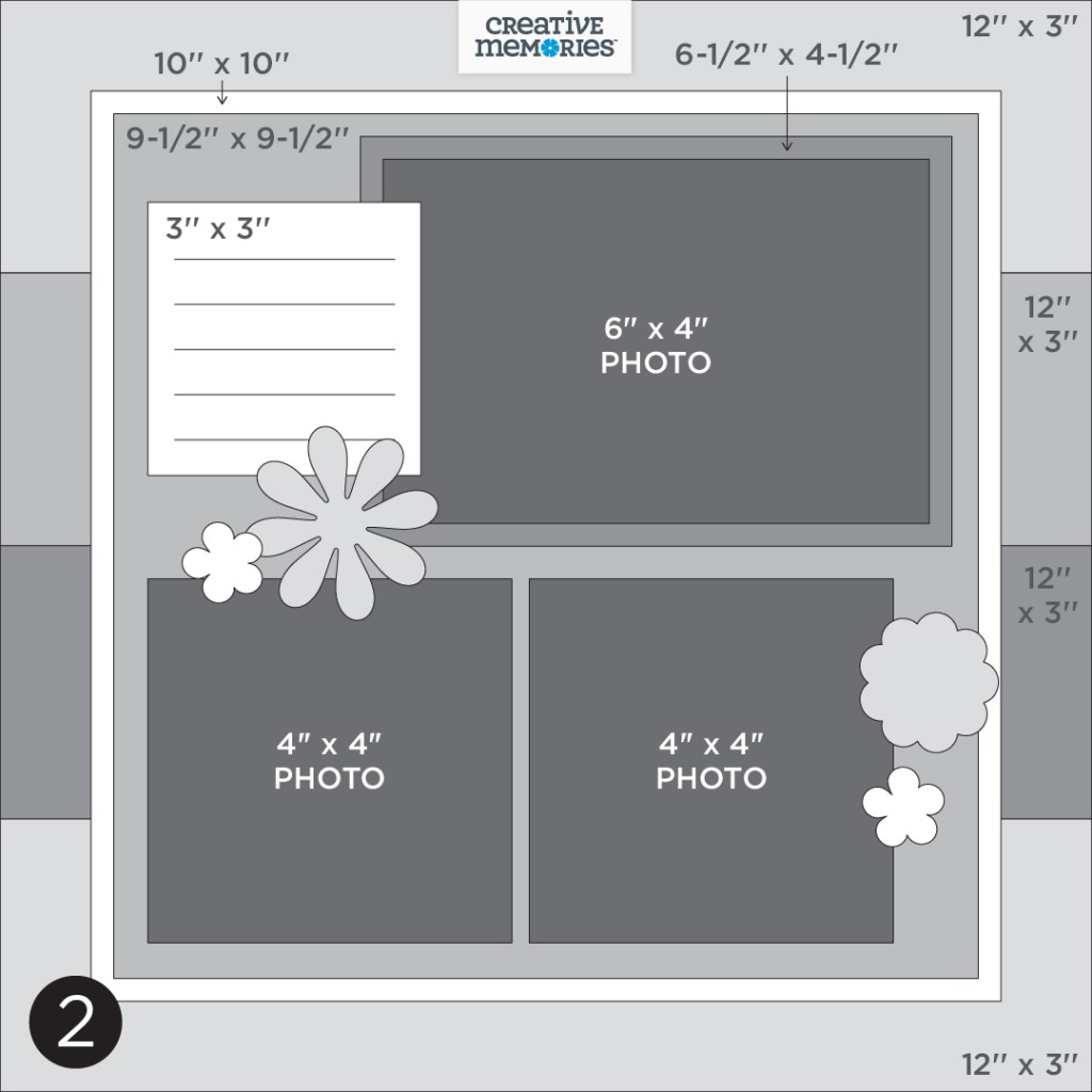 Gray tonal scrapbooking sketch.