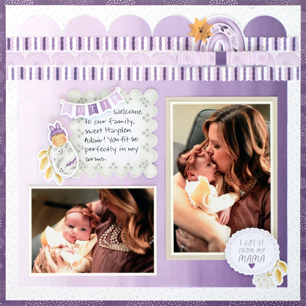 Baby scrapbook layout.