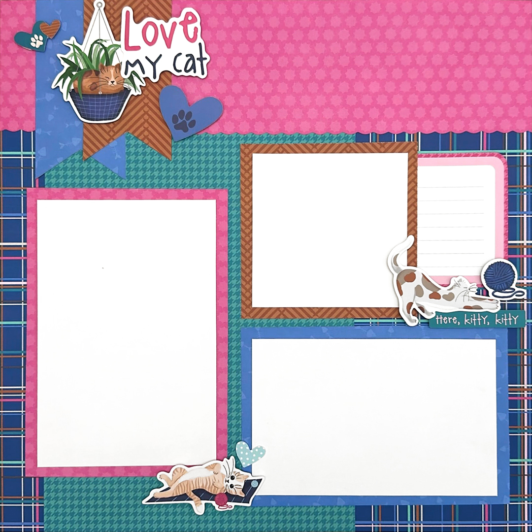 Cat themed scrapbook layout.