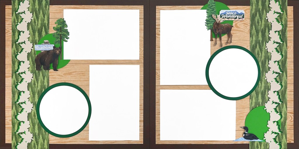 Outdoors themed scrapbook spread.