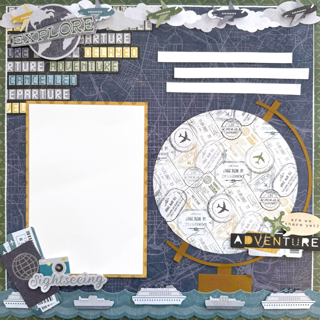 Travel scrapbook layout.