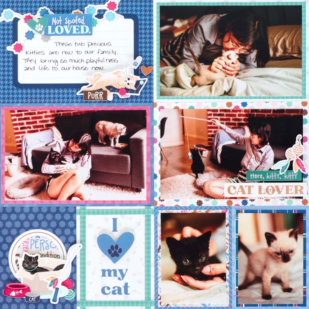 Cat themed scrapbook layout.