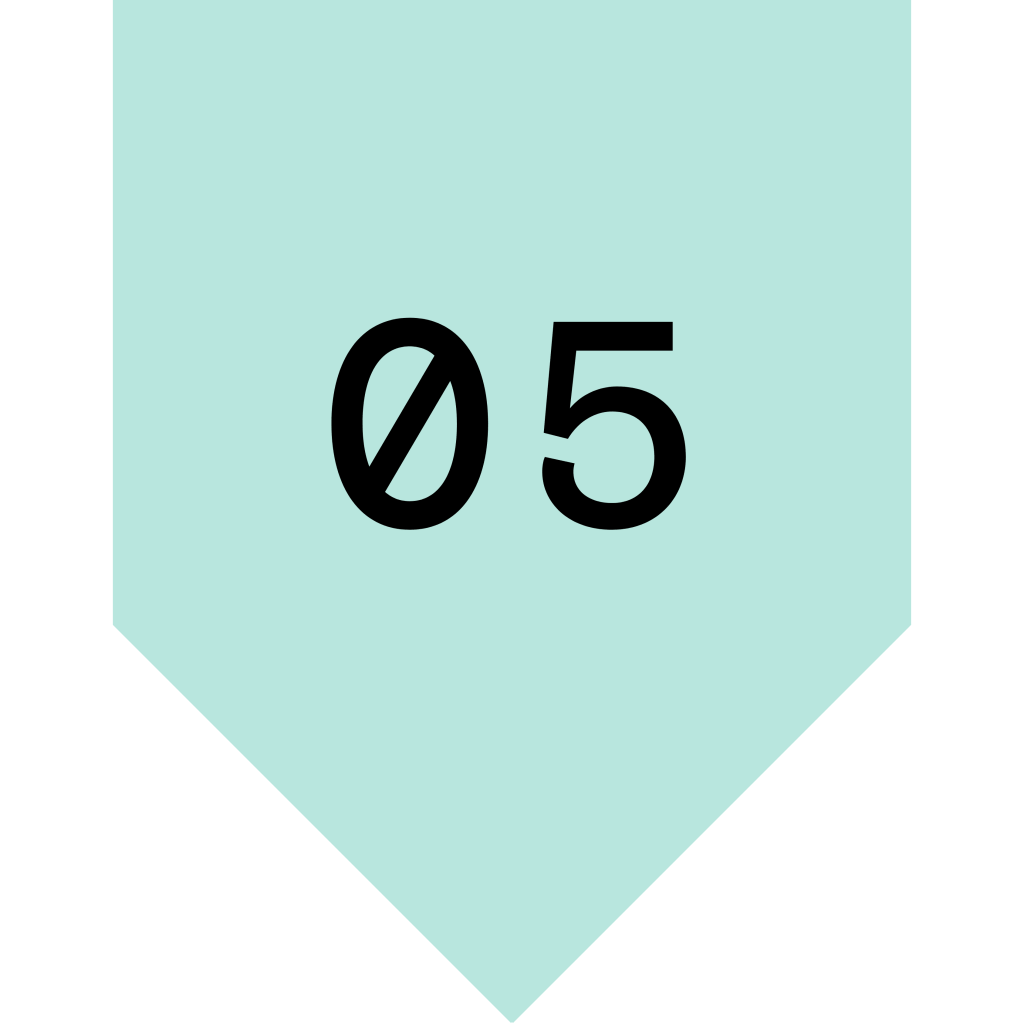 A light blue tag displaying the number '05' in bold black font.