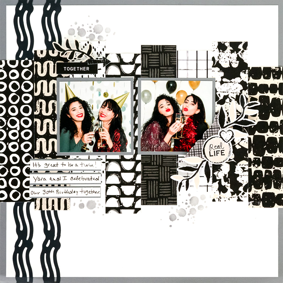 Paper Chain Layout Blackout Brush Paper & Stickers Scrapbook Layout Tutorial